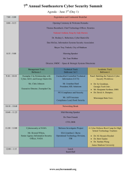 Agenda - 7th Annual Southeastern Cyber Security Summit