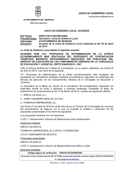 Acuerdo JGL 30/04/2015 DeterminaciÃ³n Oferta EconÃ³micamente