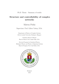Structure and controllability of complex networks MÃ¡rton PÃ³sfai