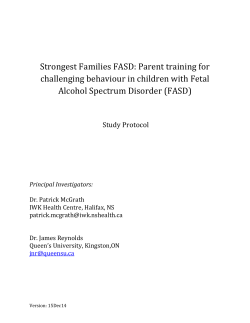 Strongest Families FASD: Parent training for challenging behaviour