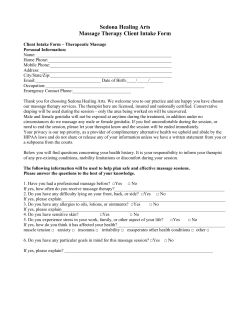 Sedona Healing Arts Massage Therapy Client Intake Form