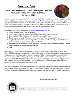 Tribal Sovereignty Curriculum Spring 2015 Training
