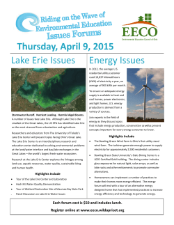 Energy Issues Thursday, April 9, 2015 Lake Erie Issues