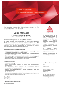Sales Manager Direktkunden (m/w)