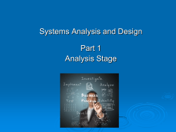 Systems Analysis and Design Part 1 Analysis Stage - SEE-ICT