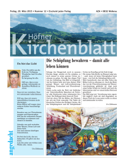 HÃ¶fner Kirchenblatt vom 20. MÃ¤rz 2015