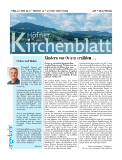 HÃ¶fner Kirchenblatt vom 27. MÃ¤rz 2015