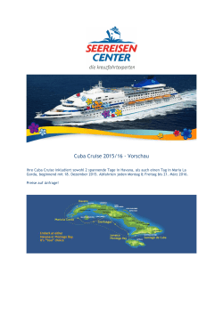 Cuba Cruise 2015/16 - Vorschau
