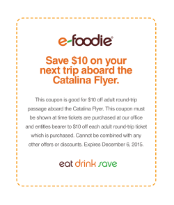 Save $10 on your next trip aboard the Catalina Flyer. - e