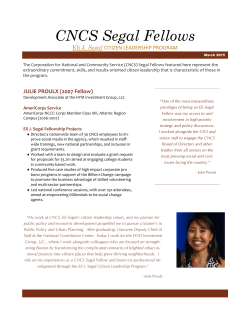 Special Edition CNCS Segal Fellows Newsletter