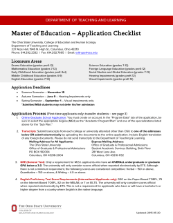 Master of Education â Application Checklist