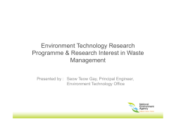Environment Technology Research Programme & Research Interest