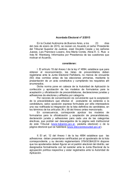 Acordada Electoral nÂº 2/2015 En la Ciudad AutÃ³noma de Buenos