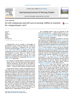 On self-compassion and self-care in nursing: Selfish or essential for
