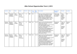 to view After School Opportunities for Term 2, 2015