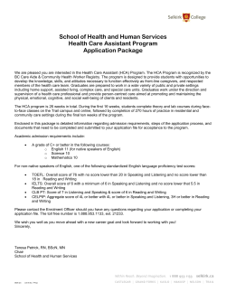 Health Care Assistant Application Package
