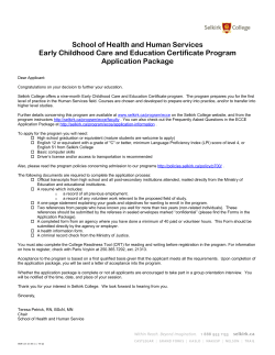 School of Health and Human Services Early Childhood Care and