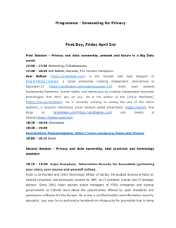 Programme - Innovating for Privacy First Day, Friday April 3rd