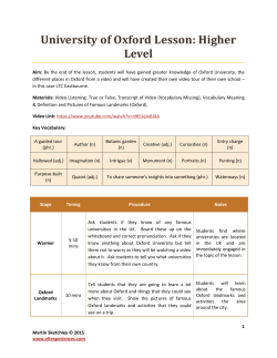 University of Oxford Lesson Plan and Material
