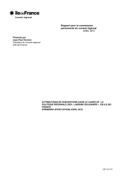 Rapport pour la commission permanente du conseil rÃ©gional AVRIL