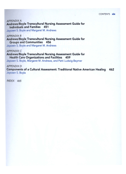 Andrews/Boyle Transcultural Nursing Assessment Guide for