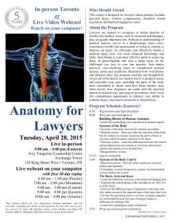 Anatomy for Lawyers Tuesday, April 28, 2015