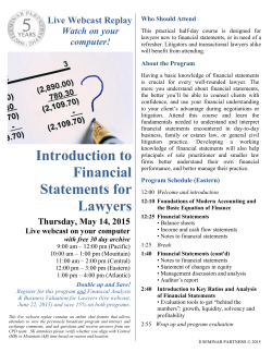 Introduction to Financial Statements for Lawyers