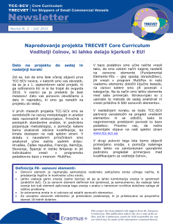 Napredovanje projekta TRECVET Core Curriculum - TCC-SCV