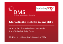 Marketinška analitika in metrike 20150422 MARKETING