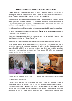 Poročilo o mednarodnem sodelovanju za šolsko leto 2014/15