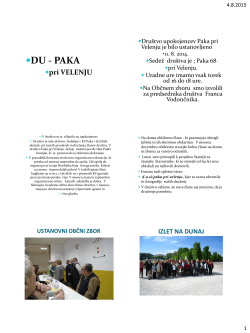 predstavitev DU Paka pri Velenju in DU Pesje 2015