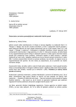 pismo z vprašanji - Uprava Republike Slovenije za jedrsko varnost