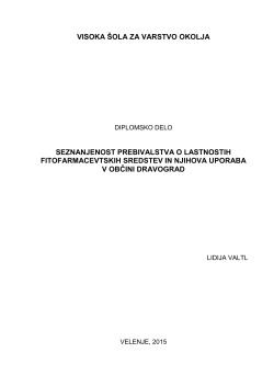 Seznanjenost prebivalstva o lastnostih fitofarmacevtskih sredstev in