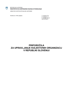 priporočila za upravljanje kolektivnih organizacij v republiki sloveniji