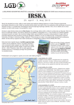 Program prvomajske ekskurzije na Irsko in prijavnica