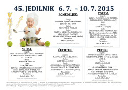 45. JEDILNIK 6. 7. – 10. 7. 2015