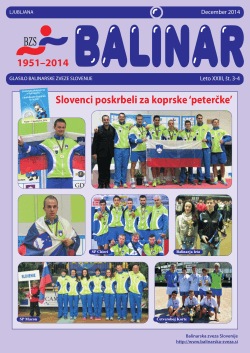 BALINAR - december 2014 - Balinarska zveza Slovenije