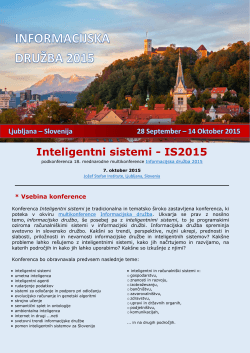 Inteligentni sistemi - IS2015