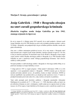 Josip Gabršček – 1948 v Beogradu obsojen na smrt zaradi