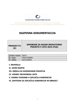 Razpisna dokumentacija 2015 - Slovenski podjetniški sklad