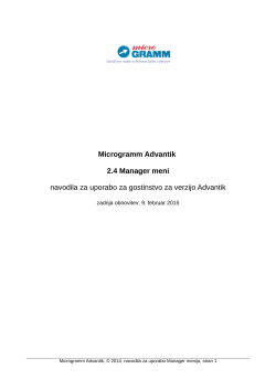 Advantik gostinstvo - navodila za manager meni z dne 9. 2. 2015