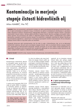 Kontaminacija in merjenje stopnje čistosti hidravličnih olj