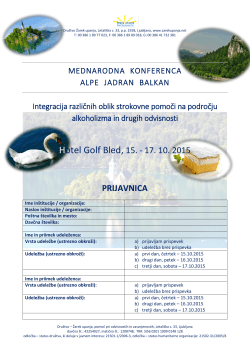 Hotel Golf Bled, 15. - 17. 10. 2015 PRIJAVNICA