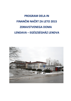 finančni načrt 2015 - Zdravstveni dom Lendava