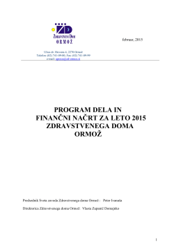 program dela in finančni načrt za leto 2015 zdravstvenega doma