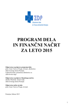program dela in finančni načrt za leto 2015