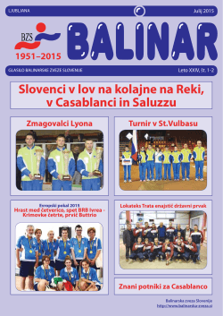 Julij 2015 - Balinarska zveza Slovenije