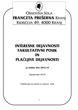 INTERESNE DEJAVNOSTI FAKULTATIVNI POUK IN PLAČLJIVE