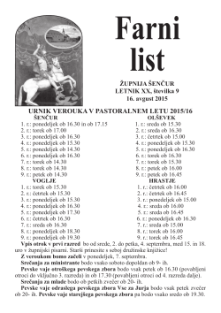 Farni list - župnija sv. Jurija, Šenčur