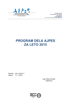 PROGRAM DELA AJPES ZA LETO 2015
